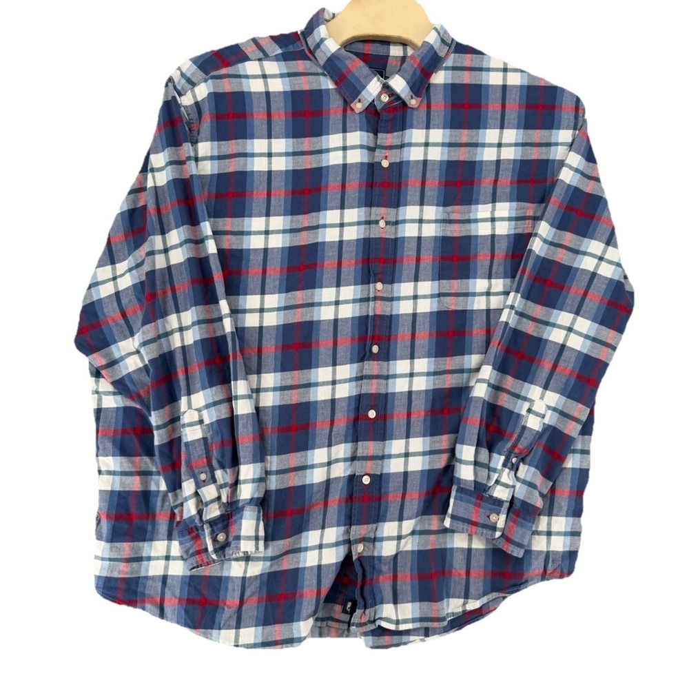 Vineyard Vines Mens 4XB Plaid Cotton Linen‎ Classic Fit Shirt Blue Red 1W0112